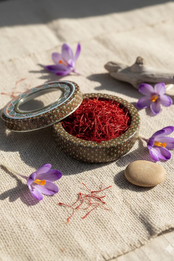 Safran Farben in Gelb, Gold warme Töne und Teerezept,Safranya UG